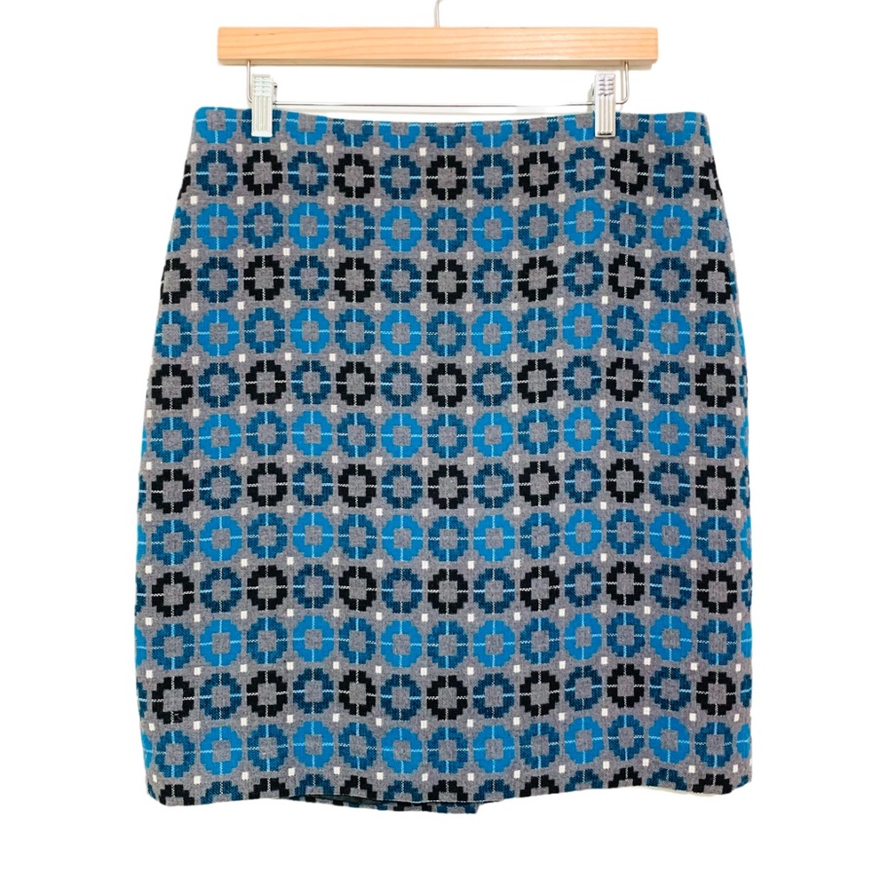 Talbots Wool Blend Medallion Print Straight Skirt Size 12 Petite Clueless Preppy
